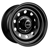 Black Steel Rim 16"  (16 x 8.0) Sunraysia style wheel pattern. (1x Wheel) Round Hole